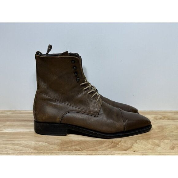 Gucci Boot Men’s Size 10 E Brown Leather Cap Toe Military Classic Ankle Tom Ford - Picture 1 of 11